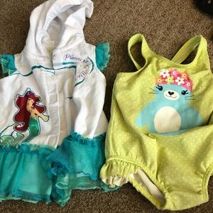 Toddler girls swimsuit and coverup